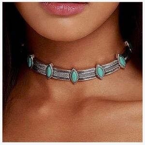 Silver and Turquoise Choker Necklace